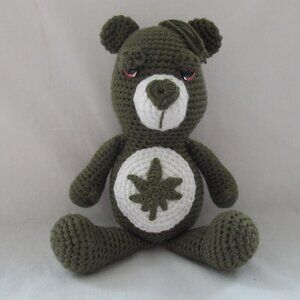 Crocheted I Don't Care Stoner Bear